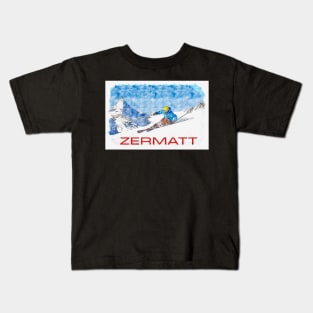 Zermat, Switzerland, Ski Poster Kids T-Shirt